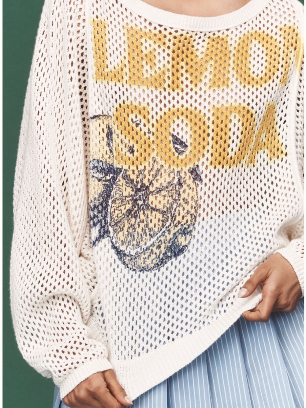 Pilcro mesh stitch crew neck sweater - Picture 4 of 5